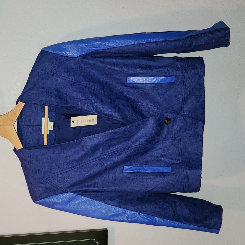 Helmut Lang size 8 mixed material Blazer NWT